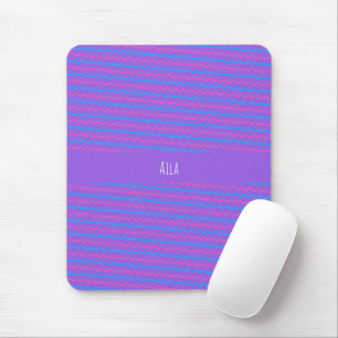 Waves Violet Blue Minimal Pattern Mouse Pad