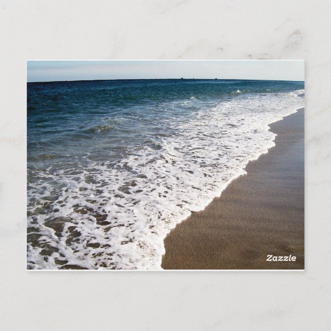 Waves Washing Onto Bright Sandy Shore Postcard (Back)