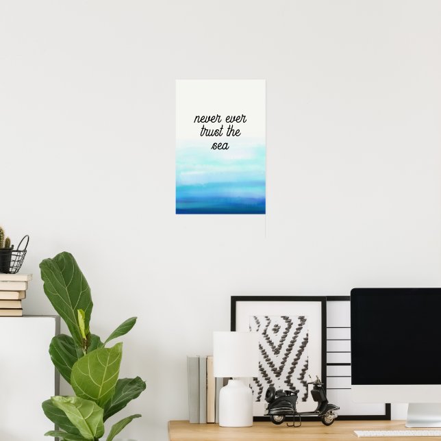 Waves Watercolor Blue Poster (Home Office)