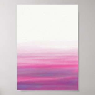 Waves Watercolor Pink Purple Poster