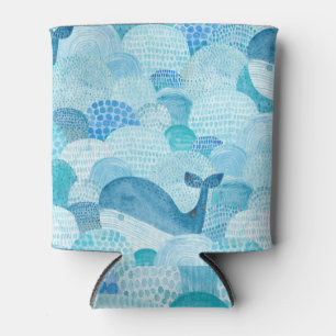 Waves, whale, childish blue texture can cooler