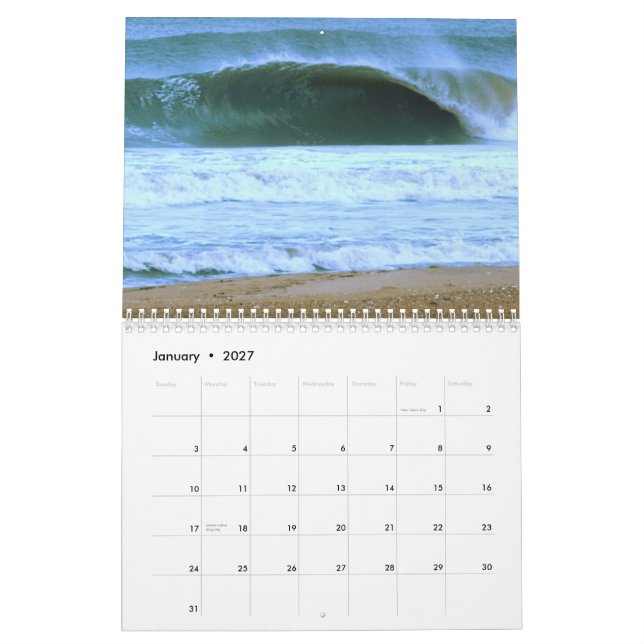 Waves, Wind, & Sand 2012 Calander Calendar (Jan 2027)