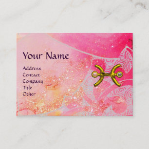 WAVES Z- PISCES Monogram,bright pink blue Business Card