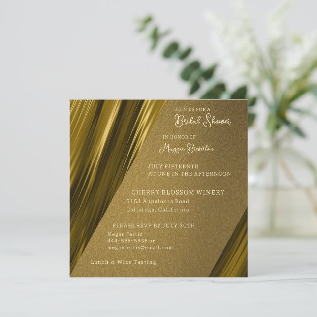 Wavey Gold Bridal Shower Invitation (Standing Front)