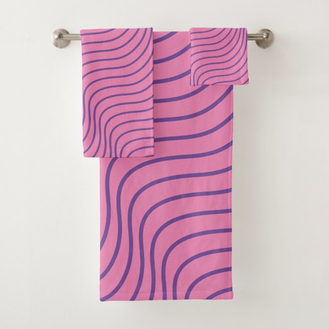 Wavey Stripe Modern Bathroom Towel Set (Insitu)