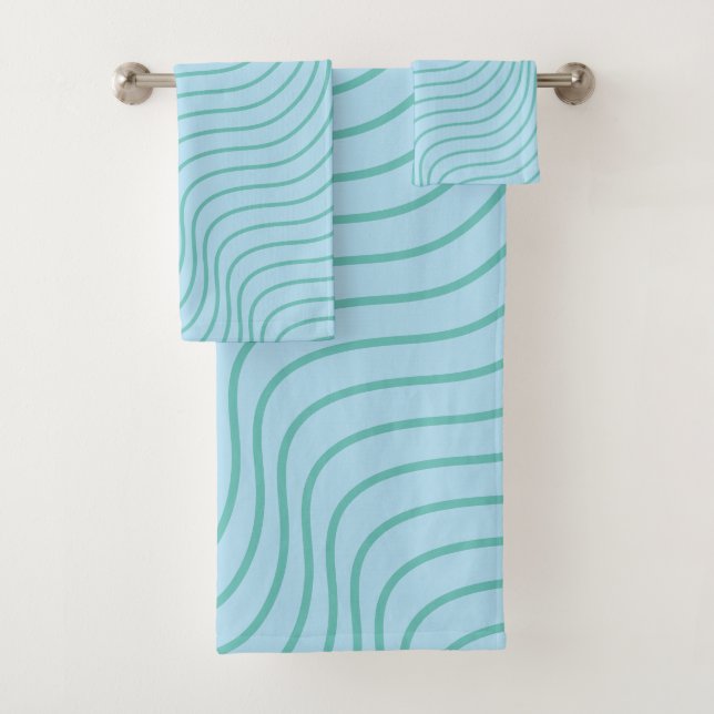Wavey Stripe Modern Bathroom Towel Set (Insitu)