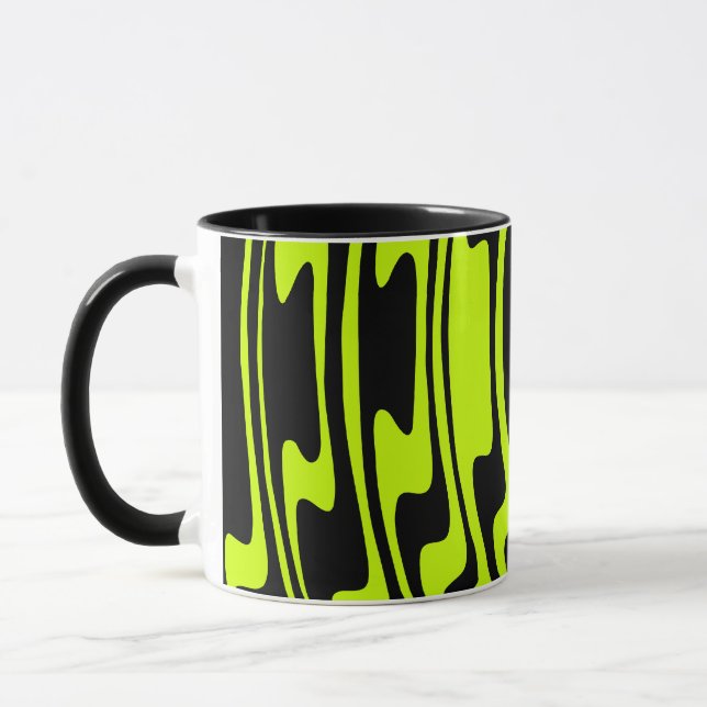 Wavey Stripey - Black and Green I Mug (Left)