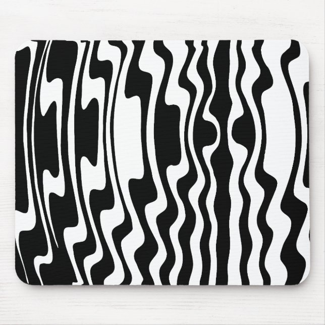Wavey Stripey - Black and White Mouse Pad (Front)