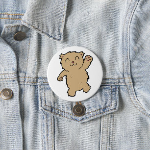 Waving Adorable Smiling Bear 7.5 Cm Round Badge