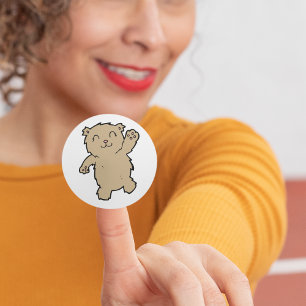 Waving Adorable Smiling Bear Classic Round Sticker