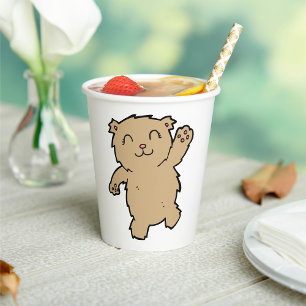 Waving Adorable Smiling Bear Paper Cups