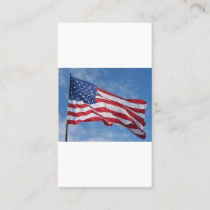 Waving American Flag Against Blue Sky Business Card