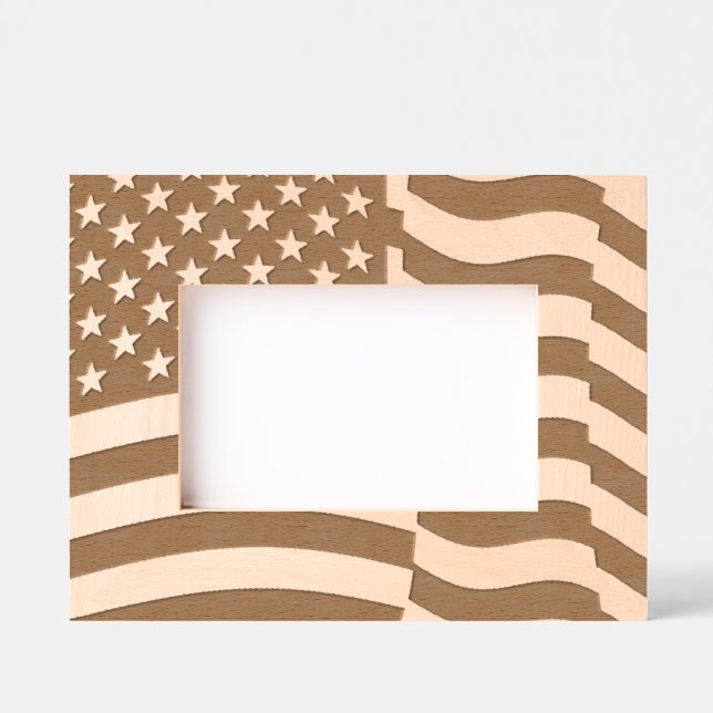 Waving American Flag Etched Frames (Front)
