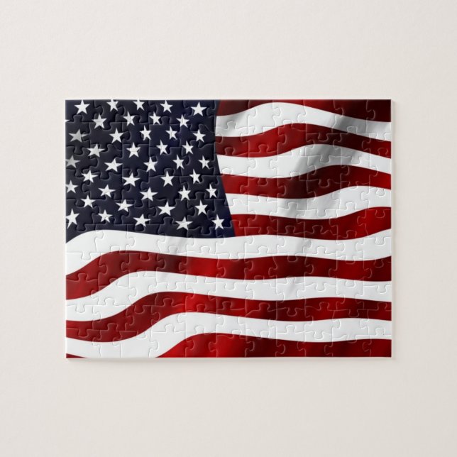 Waving American Flag Jigsaw Puzzle (Horizontal)