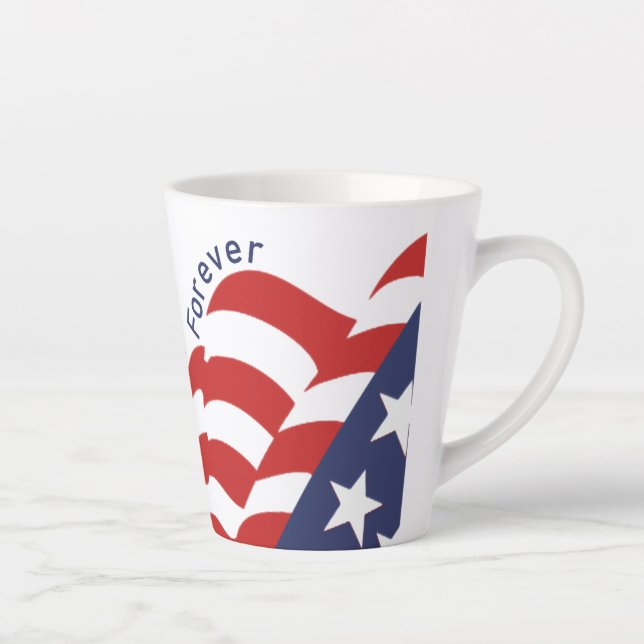 Waving American Flag Stars and Stripes Forever Latte Mug (Right)
