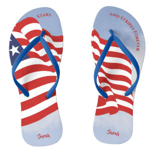 Waving American Flag Stars Stripes Forever Graphic Jandals