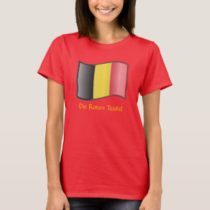 Waving Belgian Flag Die Roten Teufel T-Shirt