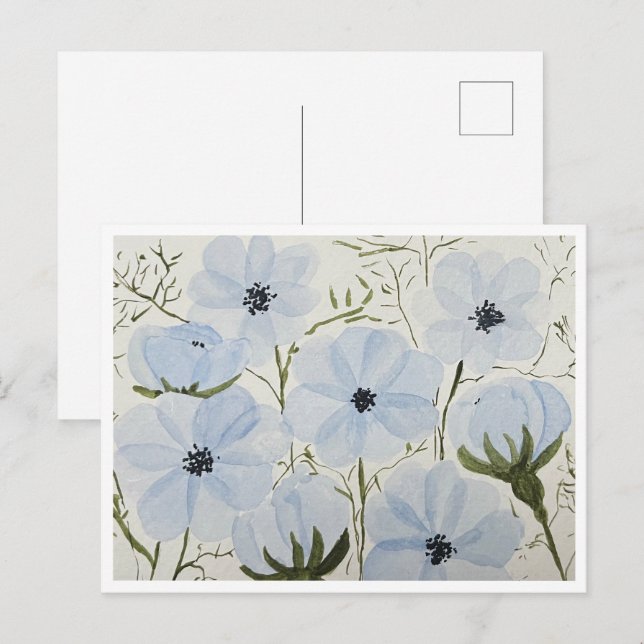 Waving Blue Flowers Postcard  (Front/Back)