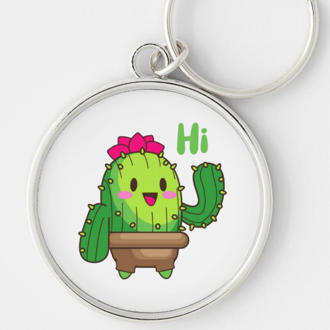 Waving Cactus Keychain – Happy Green Buddy (Front)