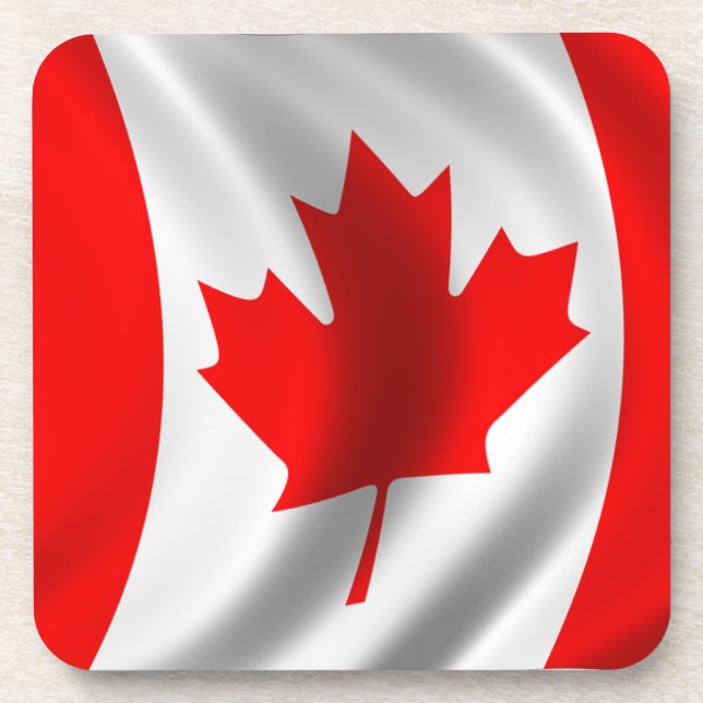 Waving Canadian Flag Coaster (Front)