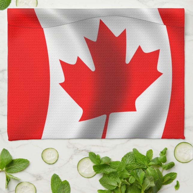 Waving Canadian Flag Tea Towel (Folded)