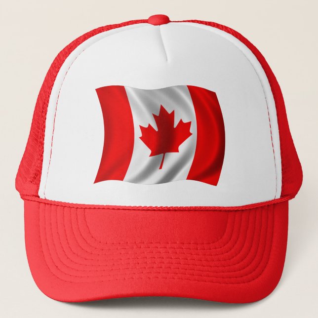 Waving Canadian Flag Trucker Hat (Front)