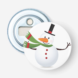Waving Carrot Nose Snowman Bottle Opener