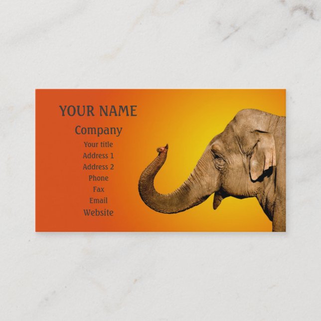 Waving elephant business card (Front)