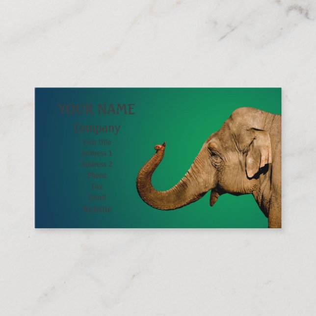 Waving elephant business card (Front)