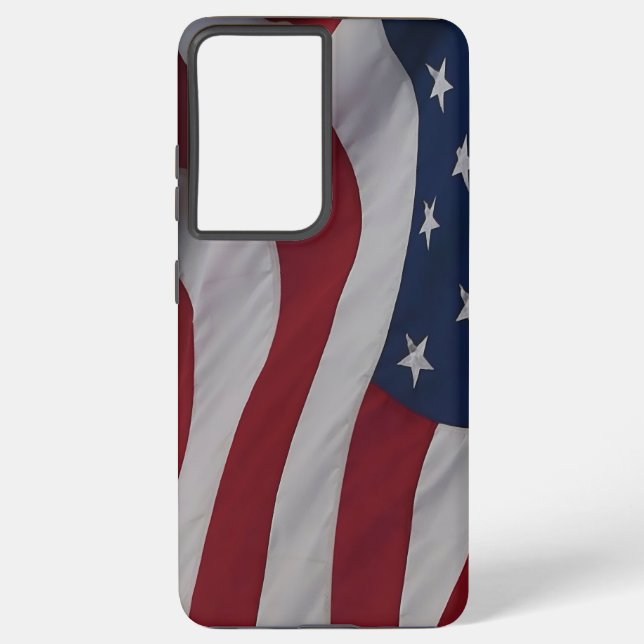 Waving Fabric USA Flag Samsung Galaxy S21+ Case (Back)