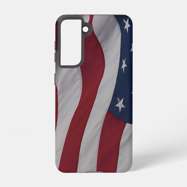 Waving Fabric USA Flag Samsung Galaxy S21 Case (Back)