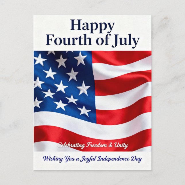 Waving Flag 4th of July Holiday Postcard (Front)