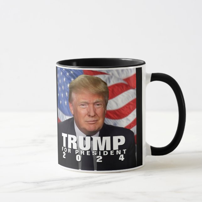 Waving Flag Donald Trump for President 2024 Mug (Right)