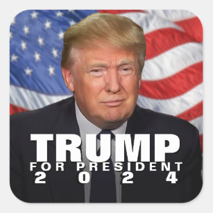 Waving Flag Donald Trump for President 2024 Square Sticker