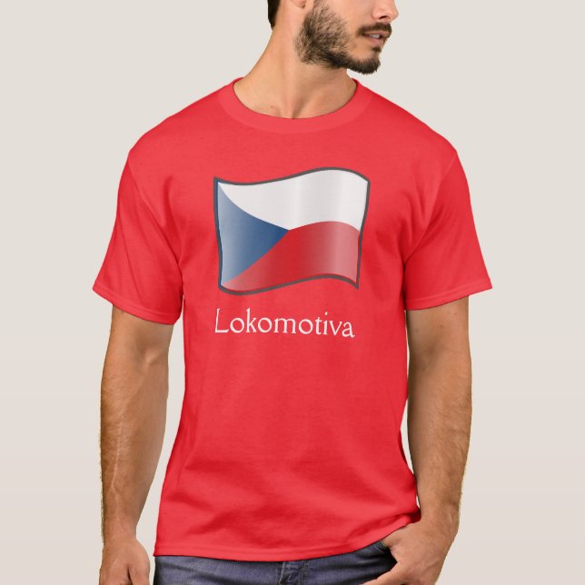 Waving Flag of Czech Republic Lokomotiva T-Shirt  (Front)