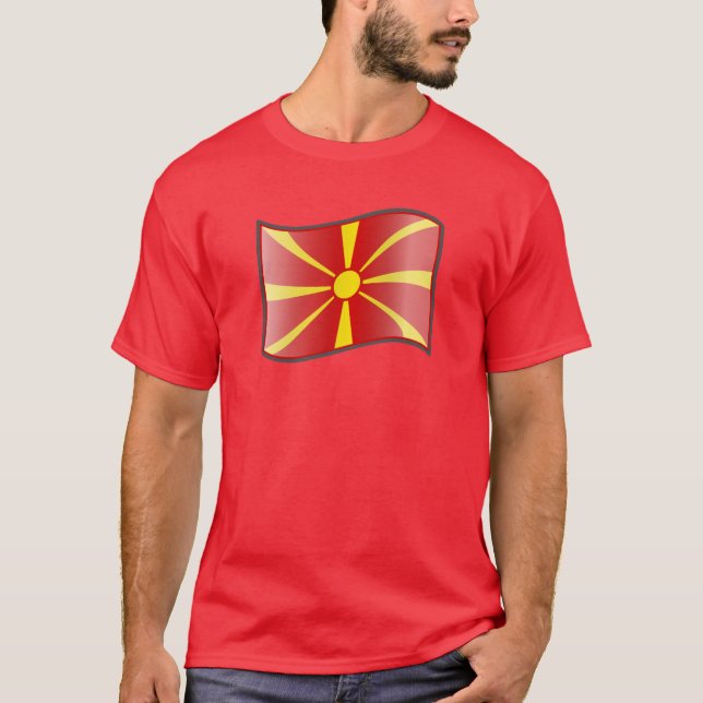 Waving Flag of Macedonia T-Shirt (Front)