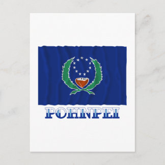 Waving flag of Pohnpei, with name Postcard