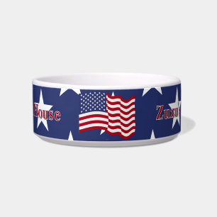 Waving Flag On White Stars With Blue Background Bowl