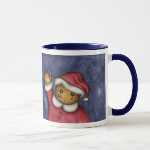 Waving Gingerbread Man Boy Santa Christmas Mug