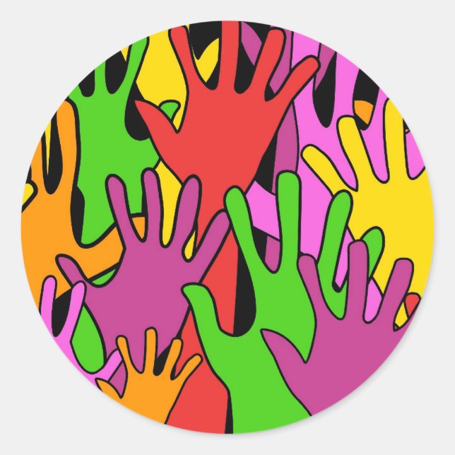 Waving Hands Classic Round Sticker (Front)
