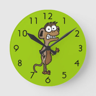 Waving Monkey Round Clock