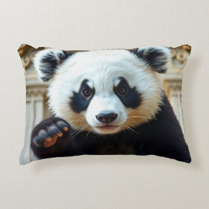 Waving Panda Design Decorative Cushion