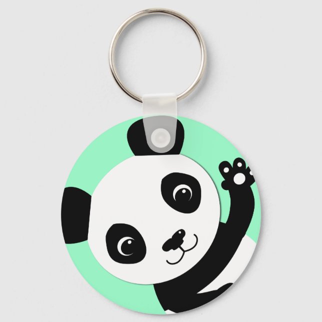 Waving Panda Key Ring (Front)