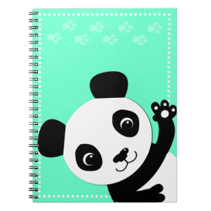 Waving Panda Spiral Notebook