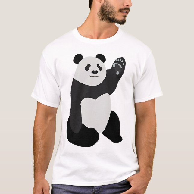 Waving Panda  T-Shirt (Front)