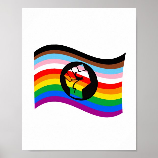 Waving QPOC Pride Flag Poster (Front)