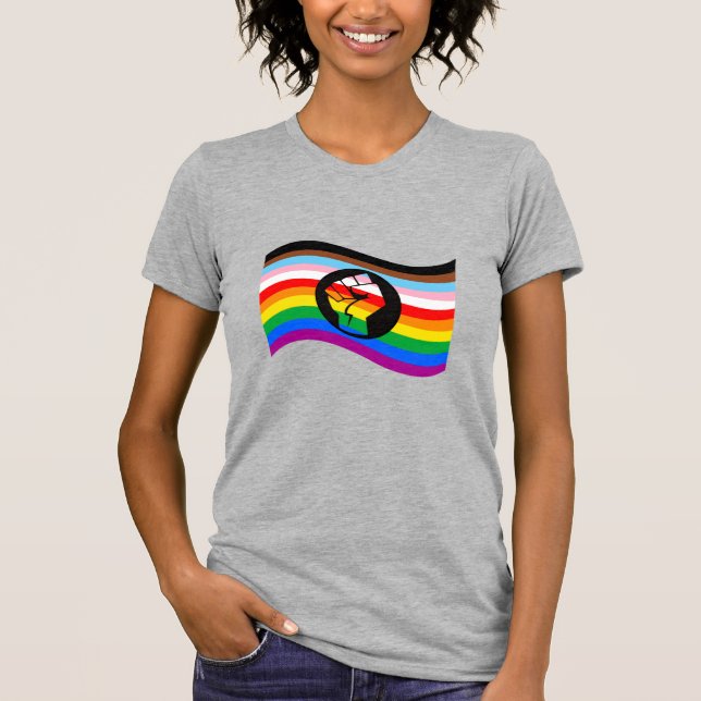 Waving QPOC Pride Flag T-Shirt (Front)