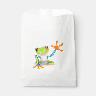 Waving red eyed tree frog illustration favour bags