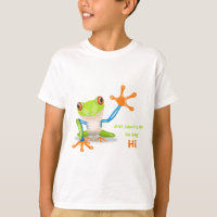 Waving red eyed tree frog illustration funny kids