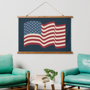 Waving Rustic American Flag Wall Art Tapestry